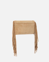 Love Bag Click Soft Horizontal Mini crossbody clutch in suede with fringing - | Pinko