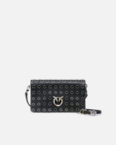 Love Bag Click Soft Horizontal Mini crossbody clutch in leather with studs - | Pinko