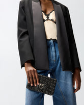 Love Bag Click Soft Horizontal Mini crossbody clutch in leather with studs - | Pinko
