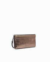 Love Bag Click Soft Horizontal small crossbody clutch in laminated snake-print leather - | Pinko