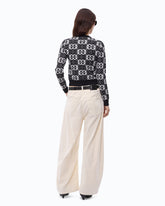 Cropped sweater with Love Birds logo - Multicolor Black-White | Pinko