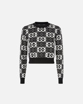 Cropped sweater with Love Birds logo - Multicolor Black-White | Pinko