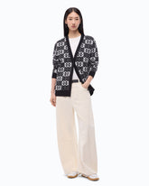 Cardigan with Love Birds logo - Multicolor Black-White | Pinko