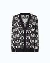 Cardigan with Love Birds logo - Multicolor Black-White | Pinko