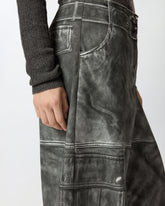 Wide-leg trousers with leather-effect print - | Pinko