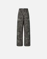 Wide-leg trousers with leather-effect print - | Pinko