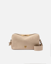 Horizontal Bag medium shoulder bag in suede - Beige | Pinko
