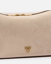 Horizontal Bag medium shoulder bag in suede - Beige | Pinko