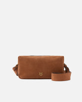 Horizontal Bag medium shoulder bag in suede - Brown | Pinko