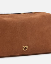 Horizontal Bag medium shoulder bag in suede - Brown | Pinko