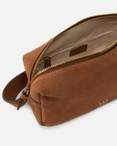 Horizontal Bag medium shoulder bag in suede - Brown | Pinko