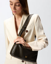 Horizontal Bag medium shoulder bag in leather - Grey | Pinko