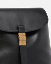 Medium Saddle Backpack in leather with logo rings - | Pinko