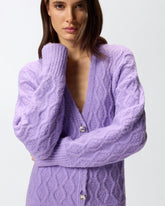 Knit mini dress with cable stitch and jewel buttons - | Pinko