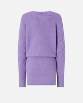 Knit mini dress with cable stitch and jewel buttons - | Pinko