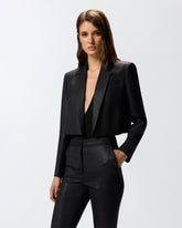 Shiny-effect pinstriped Spencer jacket - | Pinko