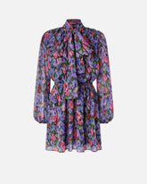 Floral mini dress with sash - | Pinko