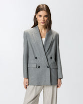 Double-breasted wool-blend jacket - | Pinko