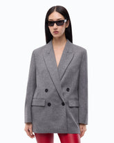 Double-breasted wool-blend jacket - Dark Grey | Pinko