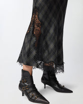 Long check skirt with lace - | Pinko