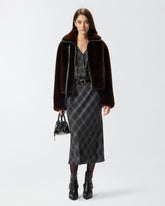 Long check dress with lace - | Pinko