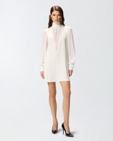 High-neck georgette mini dress - | Pinko