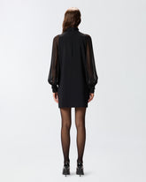 High-neck georgette mini dress - | Pinko