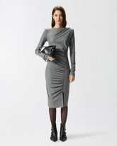 Slim-fit midi dress with draping - | Pinko