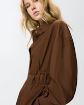 Cotton jacket with belt - | Pinko