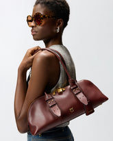 Escape Bag Horizontal large shoulder bag in leather - Burgundy | Pinko