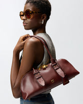 Escape Bag Horizontal large shoulder bag in leather - Burgundy | Pinko