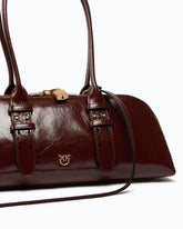 Escape Bag Horizontal large handbag in new shiny leather - Dark Red | Pinko