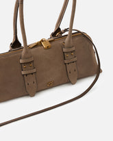 Escape Bag Horizontal large shoulder bag in suede - | Pinko