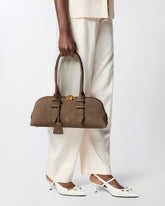Escape Bag Horizontal large shoulder bag in suede - | Pinko