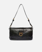 Mittlere Umhängetasche Love Bag Click Soft Horizontal Handle aus glänzendem Leder - | Pinko