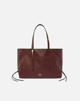 Medium leather shopper bag with metal details - | Pinko