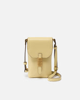 Leather smartphone case with shoulder strap and logo - Beige | Pinko