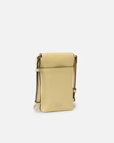 Leather smartphone case with shoulder strap and logo - Beige | Pinko