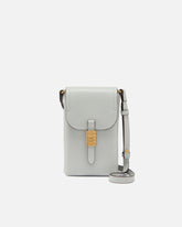 Leather smartphone case with shoulder strap and logo - Grey | Pinko