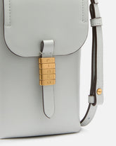 Leather smartphone case with shoulder strap and logo - Grey | Pinko