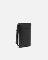 Leather smartphone case with shoulder strap and logo - Black | Pinko