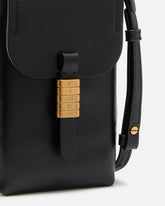 Leather smartphone case with shoulder strap and logo - Black | Pinko