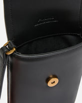Leather smartphone case with shoulder strap and logo - Black | Pinko