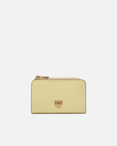 Mini-Geldbörse aus Leder mit Love Birds - Beige | Pinko
