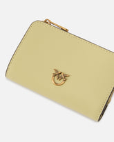 Mini wallet in leather with Love Birds - Beige | Pinko