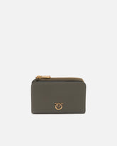Mini wallet in leather with Love Birds - Grey | Pinko