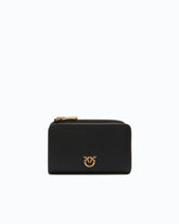 Mini wallet in leather with Love Birds - Black | Pinko