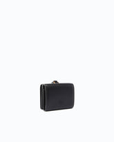 Compact leather wallet with wristlet - Black | Pinko
