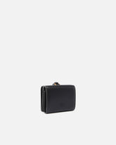 Compact leather wallet with wristlet - Black | Pinko