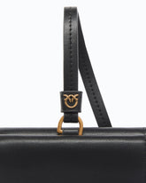 Compact leather wallet with wristlet - Black | Pinko